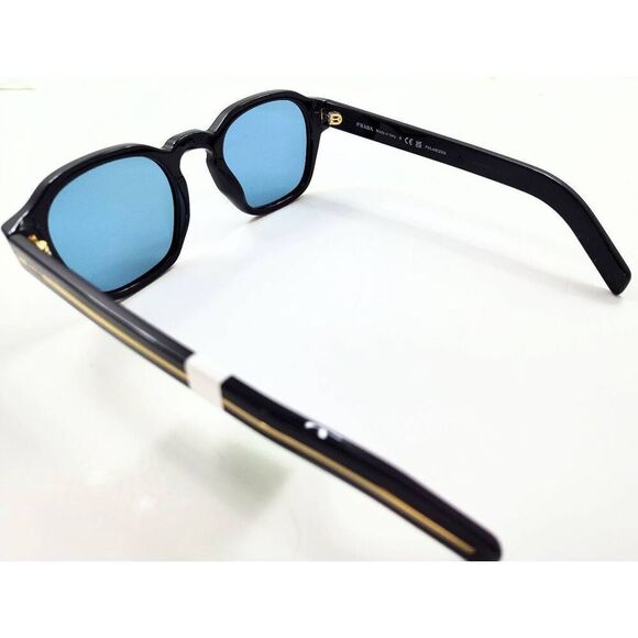 PRADA A16S BLACK SHN POLARIZED BLUE LENSE SUNGLASSES NEW IN CASE & BOX WITH TAGS - Picture 12 of 15